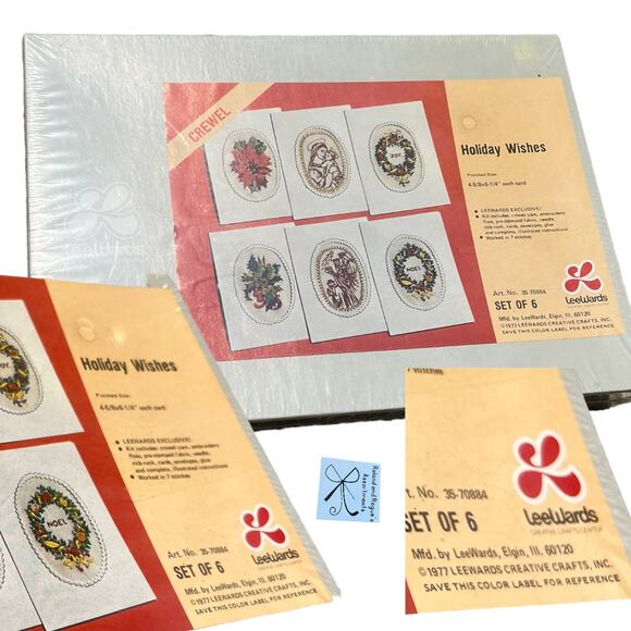 LeeWards No 5-70884 Holiday Wishes Sealed Crewel Card Kit - Picture 1 of 3